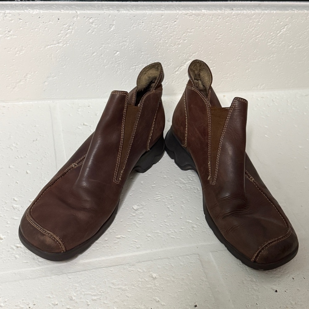 Timberland Brown Leather Ankle Boots Women’s Size 9 Smart Comfort Slip-On - Picture 14 of 16